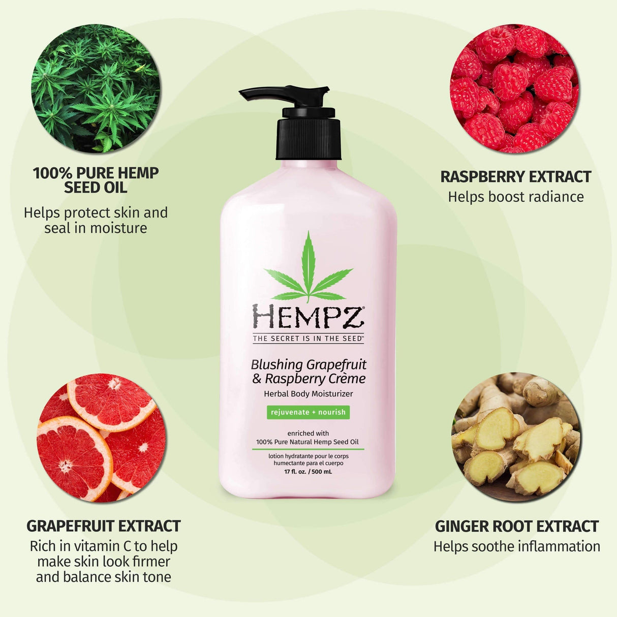 Blushing Grapefruit & Raspberry Creme Herbal Body Moisturizer 17 OZ.