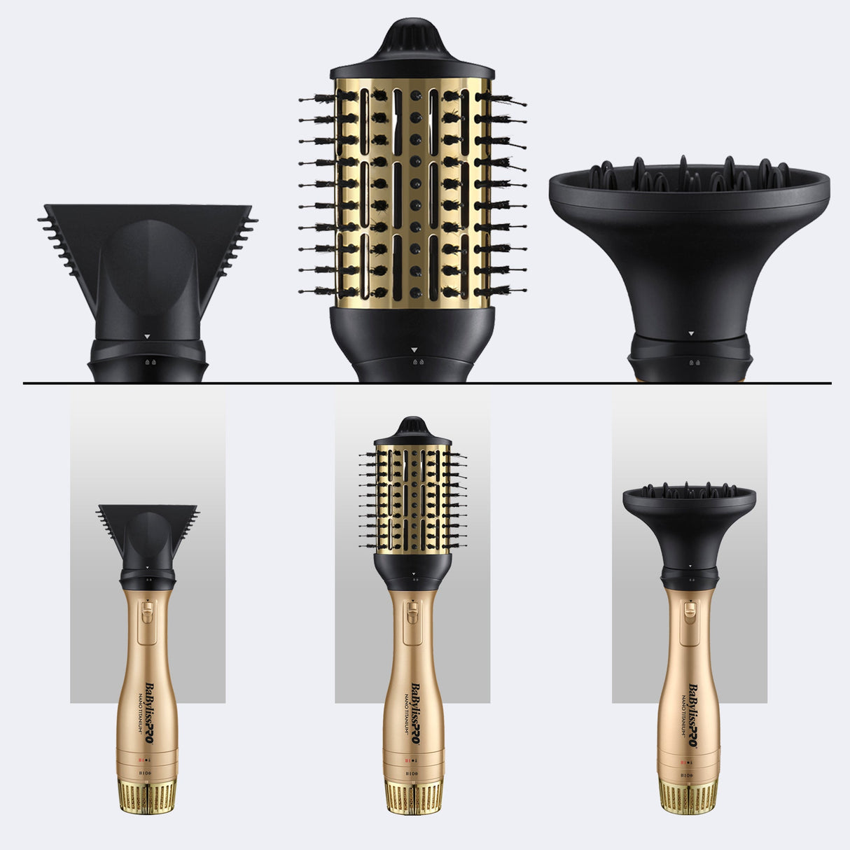 BabylissPro Nano Titanium Detachable 3-in-1 Hot Air Brush & Dryer - Metalix Limited Edition