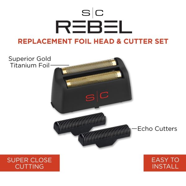 S|C Rebel Shaver Gold Titanium Replacement Foil and Cutting Blades Set