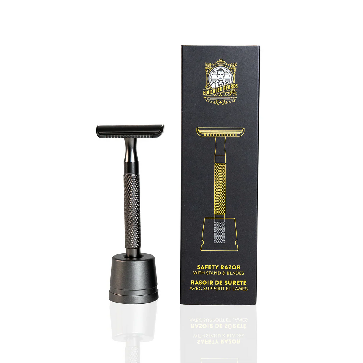 Educated Beards Safety Razor with Stand & 10 Blades
