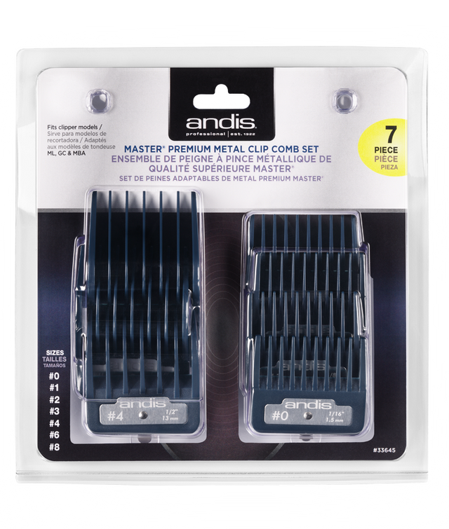 Andis Master Premium Metal Clip Comb Set - Empire Barber Supply