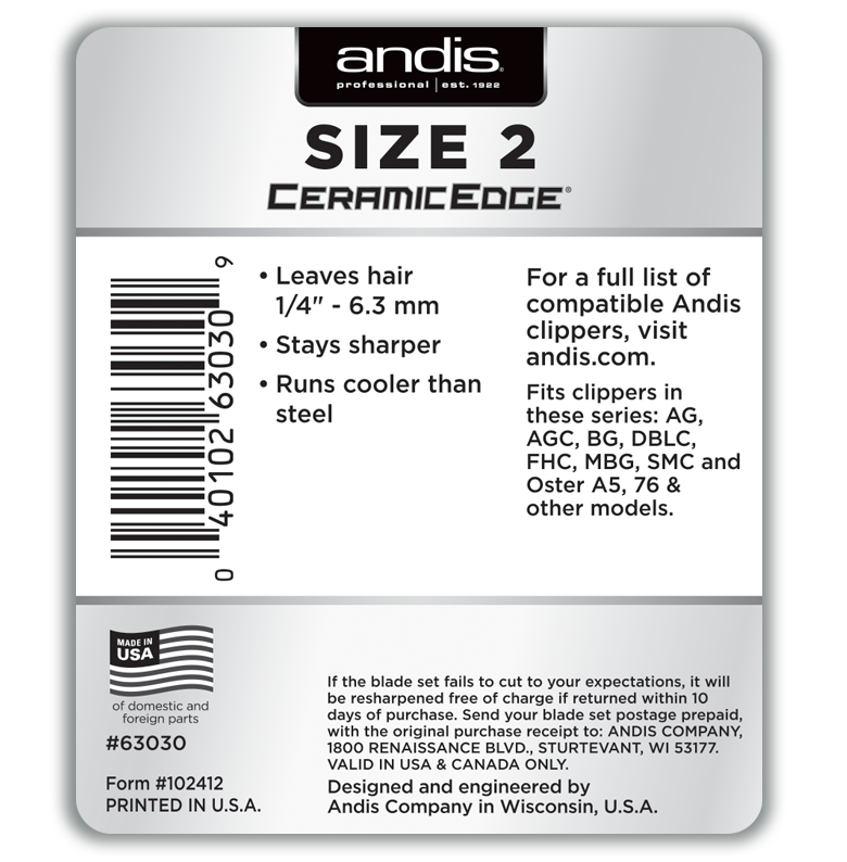 Andis CeramicEdge Detachable Blade, Size #2