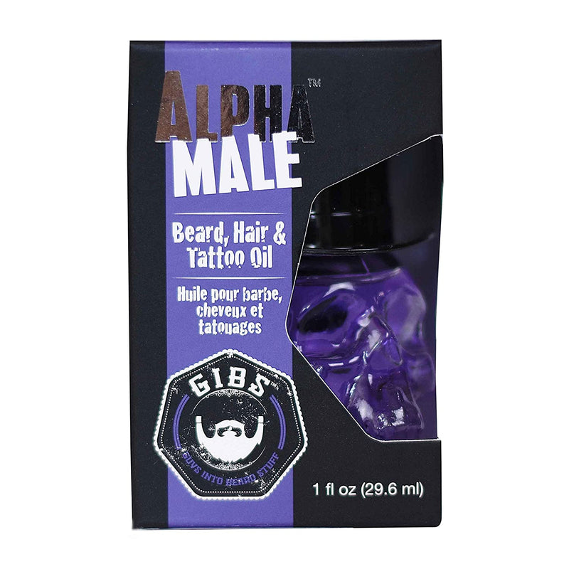 Gibs Alpha Male Beard, Hair & Tattoo Oil in Glass Skull