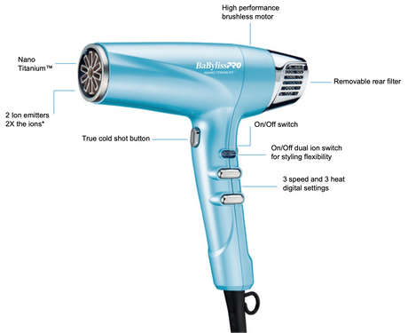 BabylissPro NanoTitanium Dual Ionic High-Speed Hair Dryer