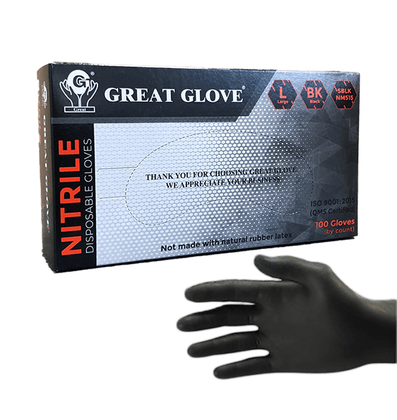 Black Nitrile Powder Free Gloves (100 Pack)