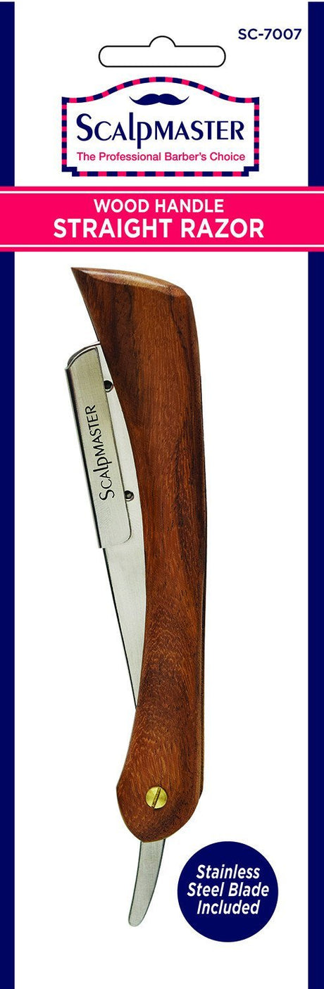 Scalpmaster Deluxe Wood Handle Straight Razor - Empire Barber Supply