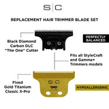 S|C Gold Titanium Classic X-Pro Hair Trimmer Blade & The One Precision DLC Cutting Blade