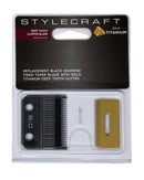 StyleCraft Alpha Clipper Blade with DLC Fixed blade and Staggered Gold Titanium Cutter