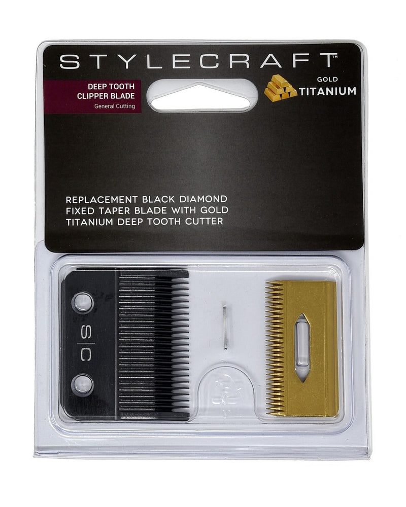 StyleCraft Alpha Clipper Blade with DLC Fixed blade and Staggered Gold Titanium Cutter